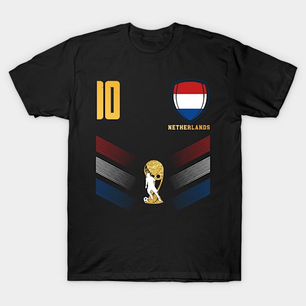 Netherlands Soccer Fan Dutch Flag Football Retro 10 Jersey T-Shirt by TeeBlade